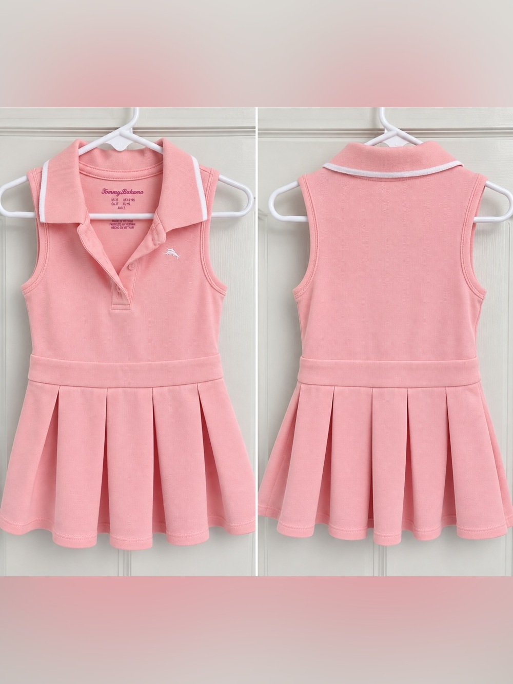 Tommy Bahama Pink Sleeveless Polo Dress with White Trim
